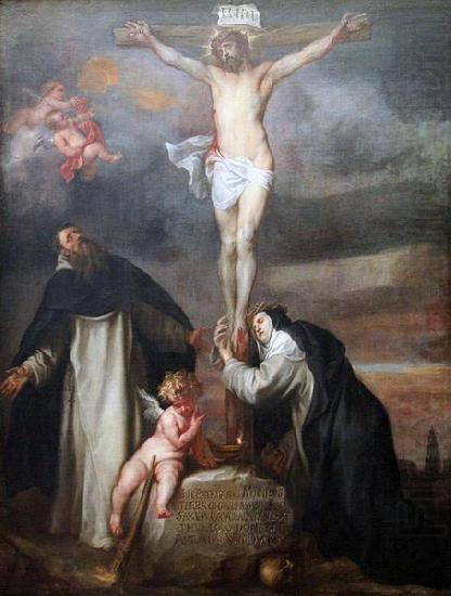 Anthony Van Dyck Christ on the Cross with Saint Catherine of Siena, Saint Dominic and an Angel china oil painting image